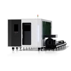 Full enclosed Metal sheet and tube fiber laser cutting machine with exchange tables